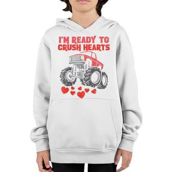 Kids Im Ready To Crush Hearts Monster Truck Boys Valentines Day Youth Hoodie - Thegiftio UK