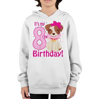 Kids Its My 8Th Birthday Dog Lover Theme 8 Years Old Puppy Girl Youth Hoodie - Thegiftio UK