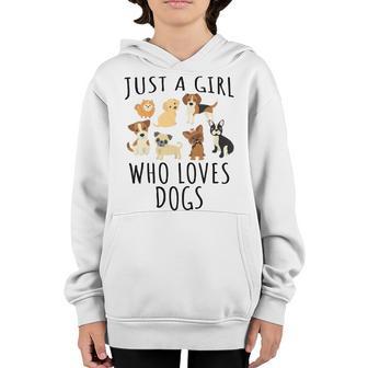 Kids Just A Girl Who Loves Dogs - Funny Puppy Youth Hoodie - Thegiftio UK