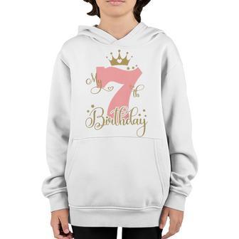 Kids Kids Its My 7Th Birthday 7 Years Old Birthday Crown Girl Youth Hoodie - Thegiftio UK