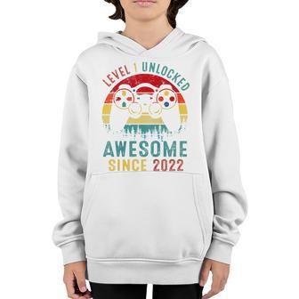 Kids Level 1 Unlocked Awesome Since 2022 1St Birthday Boys Gifts Youth Hoodie - Thegiftio UK
