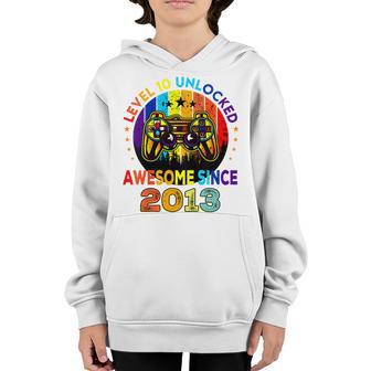 Kids Level 10 Unlocked Awesome 2013 Video Game 10Th Birthday Gift Youth Hoodie - Thegiftio UK