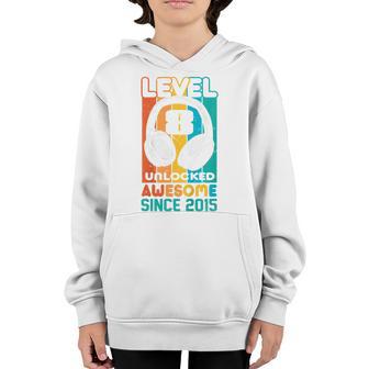 Kids Level 8 Unlocked Awesome Since 2015 Video Game Birthday Boy Youth Hoodie - Thegiftio UK