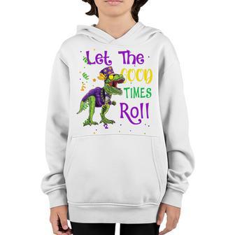 Kids Mardi Gras Let The Good Times Roll Dinosaur Baby Boy Toddler Youth Hoodie - Thegiftio UK