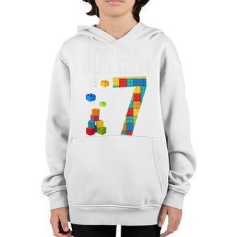 Kids Master Builder 7Th Birthday Boy 7 Year Old Building Bricks Youth Hoodie - Thegiftio UK