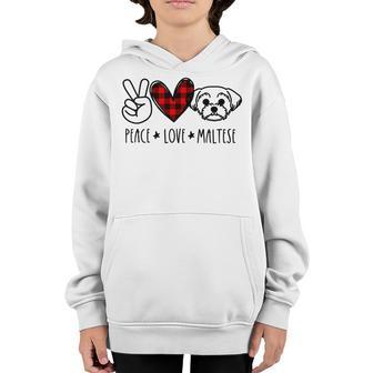Kids Peace Love Maltese Dog For Toddler Girl Youth Hoodie - Thegiftio UK