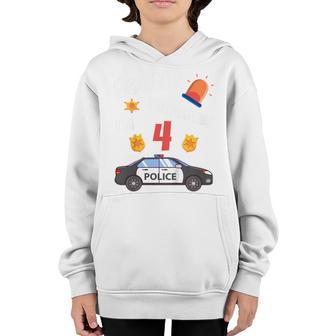 Kids Police Car 4Rd Birthday 4 Years Old Birthday Kids Youth Hoodie - Thegiftio UK