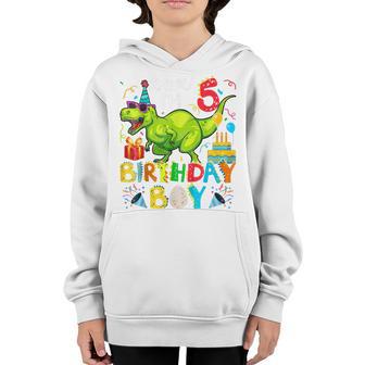 Kids Rawr Im 5Th Birthday Boy Dinosaur T-Rex 5 Years Old Youth Hoodie - Thegiftio UK