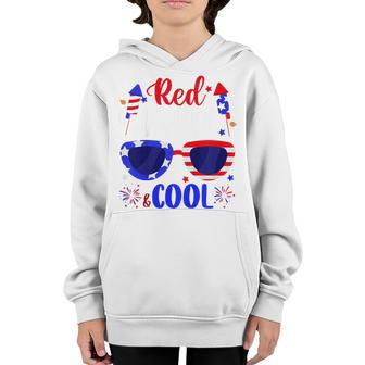 Kids Red White Cool Firework 4Th Of July American Boys Toddlers Youth Hoodie - Thegiftio UK