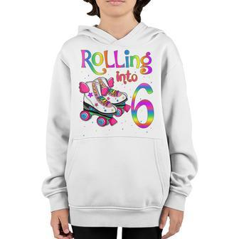 Kids Rolling Into 6 Years Lets Roll Im Turning 6 Roller Skate Youth Hoodie | Mazezy