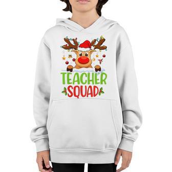 Kids Teacher Squad Santa Reindeer Christmas Lights Xmas Men Women Youth Hoodie - Thegiftio UK