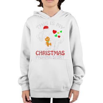 Kids This Is My Christmas Pajama Trex Dino Christmas Kids Youth Hoodie - Thegiftio UK