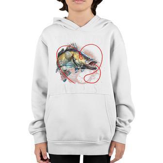 Kids This Kid Loves To Fish Funny Vintage Fishing Gift Boys Girls Youth Hoodie - Thegiftio UK
