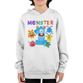 Kids This Little Monster Is 1 One Year 1St Birthday Party Aliens Youth Hoodie - Thegiftio UK