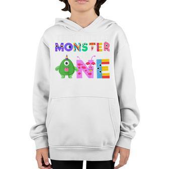 Kids This Little Monster Is One 1St Birthday Party Family Monster Youth Hoodie - Thegiftio UK