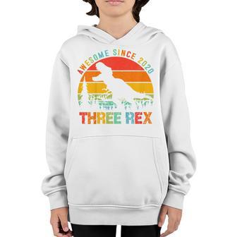 Kids Three Rex 3Rd Birthday Gift Third Dinosaur 3 Years Old Boy Youth Hoodie - Thegiftio UK