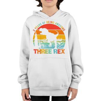 Kids Three Rex 3Rd Birthday Gifts 3 Years Old Boy Third Dinosaur Youth Hoodie - Thegiftio UK