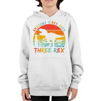 Kids Three Rex 3Rd Birthday Gifts Boy Third Dinosaur 3 Years Old Youth Hoodie - Thegiftio UK