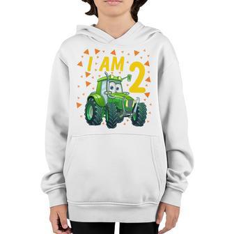 Kids Tractor 2Nd Birthday Son Farmer 2 Years Old Farm Child Youth Hoodie - Thegiftio UK