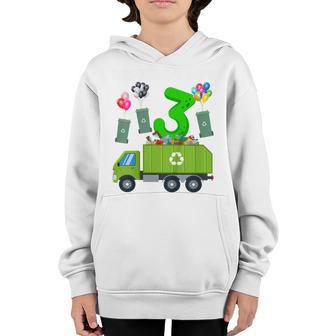 Kids Trash Bins 3 Year Old Birthday Boy Garbage Trucks Toddler Youth Hoodie - Thegiftio UK