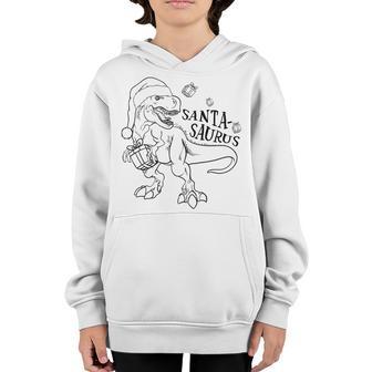 Kids Tree Rex Dinosaur Xmas Tree Light Christmas Pajamas Boys Youth Hoodie - Thegiftio UK