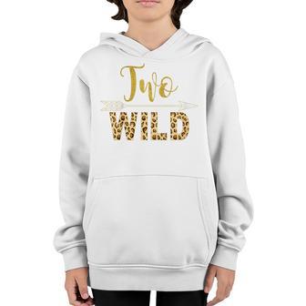 Kids Two Wild Animal Leopard Print Birthday 2Nd Birthday Youth Hoodie - Thegiftio UK