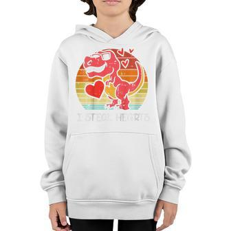 Kids Valentines Trex Dino I Steal Hearts Retro Boys Kids Toddler Youth Hoodie - Seseable