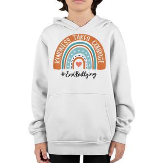 Kindness Takes Courage Rainbow Unity Day Kid End Bullying Youth Hoodie - Thegiftio UK