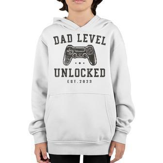 Mens Dad Level Unlocked 2023 New Dad To Be Gifts Gamer Father Day Youth Hoodie | Mazezy