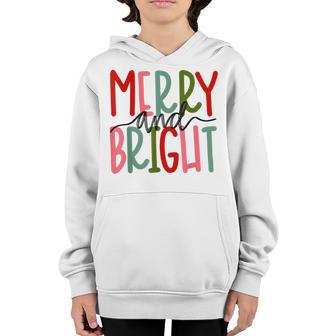 Merry And Bright Christmas Women Girls Kids Toddlers Cute Youth Hoodie - Thegiftio UK