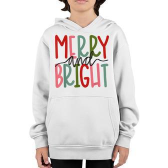 Merry And Bright Christmas Women Girls Kids Toddlers Cute Youth Hoodie - Thegiftio UK