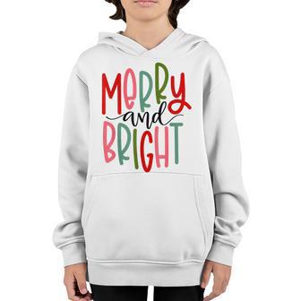 Merry And Bright Christmas Women Girls Kids Toddlers Cute Youth Hoodie - Thegiftio UK