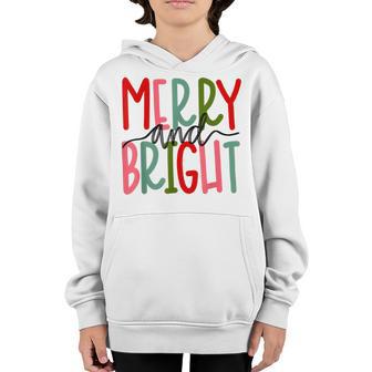 Merry And Bright Christmas Women Girls Kids Toddlers Cute Youth Hoodie - Thegiftio UK