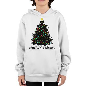 Merry Catmas Cat Christmas Tree Kids Girls Boys Meowy Catmas Youth Hoodie - Thegiftio UK