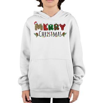 Merry Christmas Leopard Buffalo Red Plaid For Men Women Kids V6 Youth Hoodie - Thegiftio UK