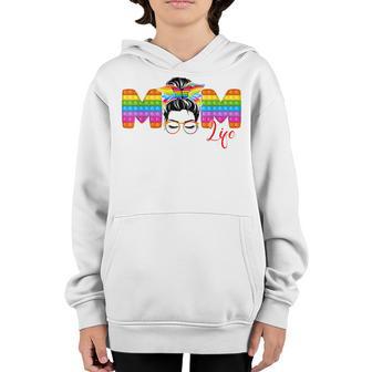 Mom Poppin Cool Messy Bun Mom Life Pop It Women Girl Youth Hoodie - Thegiftio UK