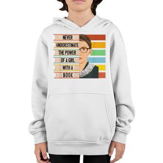 Never Underestimate The Power Of A Girl With A Book Reading V2 Youth Hoodie - Thegiftio UK