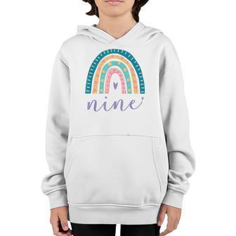 Nine Year Old Rainbow 9Th Birthday Gifts For Girls 9 Bday V2 Youth Hoodie - Thegiftio UK
