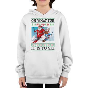 Oh What Fun It Is To Ski Christmas Kids Youth Hoodie - Thegiftio UK