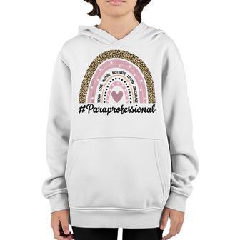 Paraprofessional Life Leopard Rainbow Last Day Of School Youth Hoodie - Thegiftio UK