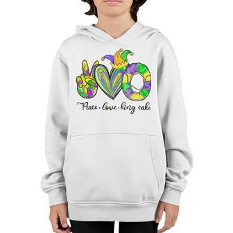 Peace Love King Cake Mardi Gras Men Women Kids Youth Hoodie - Thegiftio UK