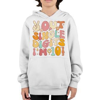 Peace Out Single Digits Retro Groovy 10Th Birthday Girl Boy Youth Hoodie - Thegiftio UK