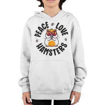 Peace Sign Hamster Kids Boy Girl Peace Love Hamsters Youth Hoodie - Thegiftio UK