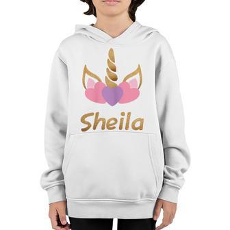 Personalized Unicorn Gift Birthday Girl Name Sheila Youth Hoodie - Thegiftio UK