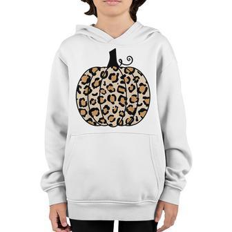 Pumpkin Leopard Print Thanksgiving Fall For Women N Girls V5 Youth Hoodie - Thegiftio UK