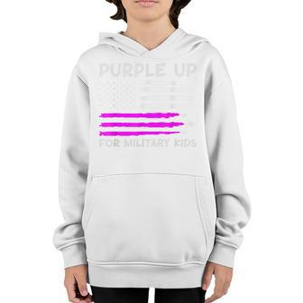 Purple Up For Military Kids Us Flag - Military Child Month Youth Hoodie | Mazezy UK