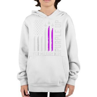 Purple Up Military Kids Military Child Us Flag Air Force Youth Hoodie - Seseable