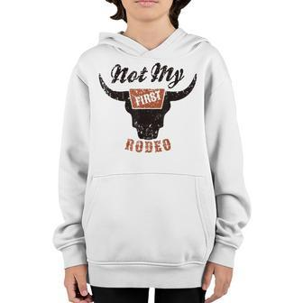 Retro Bull Skull Not My First Rodeo Western Country Cowboy Youth Hoodie | Mazezy CA