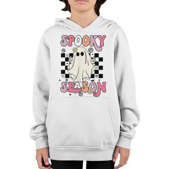 Retro Hippie Halloween Cute Ghost Spooky Season Women Kids V4 Youth Hoodie - Thegiftio UK
