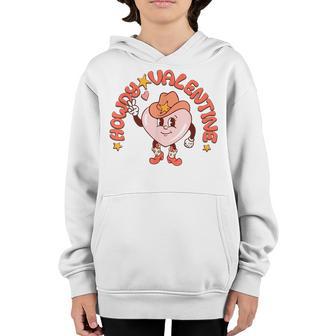 Retro Howdy Valentine Day Cowboy Cowgirl Western Youth Hoodie - Thegiftio UK